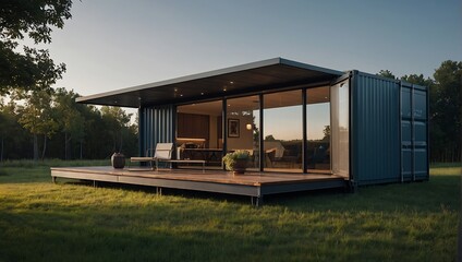 Obraz premium Modern Modular House with Ship Container