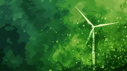 Crédence de cuisine en verre imprimé Vert Windrad Turbine Windkraft Strom Grün Landschaft Erneuerbare Energie Platzhalter