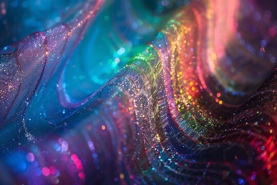 An up close detail of the Bifrost Rainbow Bridges surface showing the intricate patterns of light and energy that power this fantasy technology masterpiece