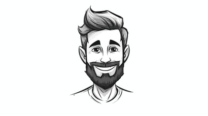 Portrait smiling man cartoon character freehand draw