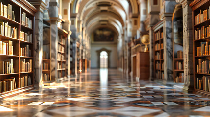 Historic Library Interior, Ancient Books and Architecture, European Landmark of Education and Culture