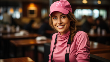 Young beautiful woman chef in uniform posting okay taste delight delicious hand gesture on isolated background. Cooking woman Occupation chef or baker People in kitchen restaurant and hotel. - obrazy, fototapety, plakaty