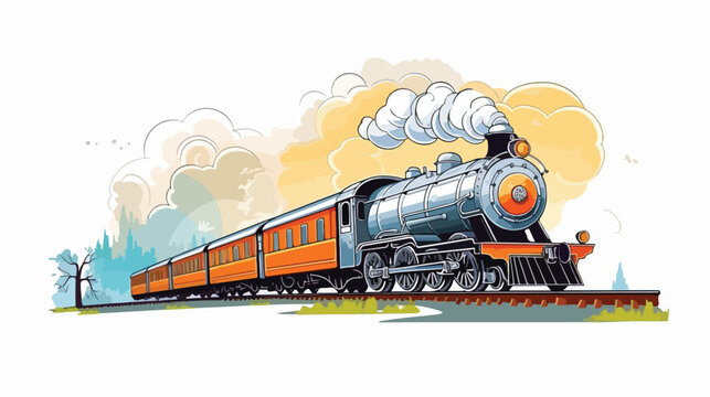 Railway freehand draw cartoon vector illustration is
