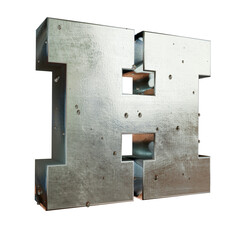Metal 'H' Cutout Alphabet Character, Adorned with Water Droplets - Rough Steel