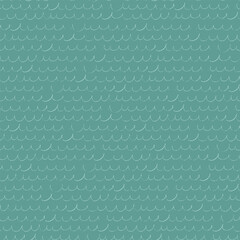 Seamless repeating pattern with hand drawn wavy lines on blue background for surface design and other design projects