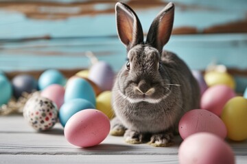 Easter eggs fluffy pretty bunny holiday rabbit celebration painted handmade event festive vacations seasonal tradition symbol jesus thanksgiving cultures greeting happy springtime holy wish background