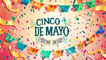 CINCO DE MAYO banner with colorful flags Generative AI
