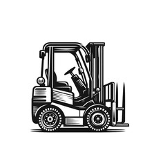 Fototapeta premium Forklift monochrome isolated vector illustration