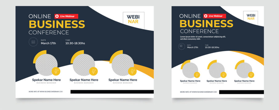 live webinar banner invitation and Marketing Strategies social media post template. corporate Business webinar invitation design eps 10