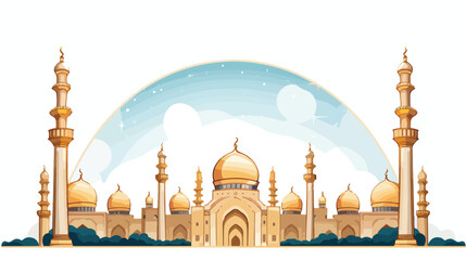 Ramadan kareen celebration frame with golden mosque