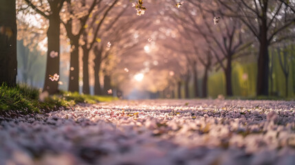 Sakura flower trees blooming, spring seasonal Easter background - 753206048