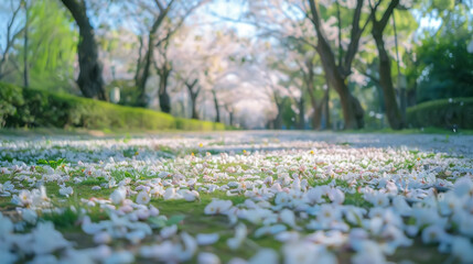 Sakura flower trees blooming, spring seasonal Easter background - 753206287