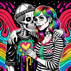 Draw Skeleton Lovers Let The Color be Black (34)