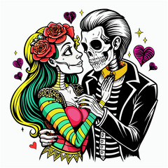 Draw Skeleton Lovers Let The Color be Black (39)