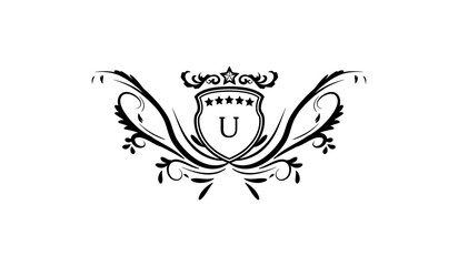 heraldic shield with wings and crown