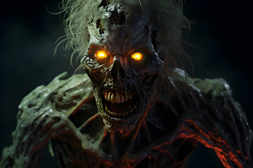 Night of The Undead: Frightfully Realistic CG Zombie Rising from The Shadows - obrazy, fototapety, plakaty