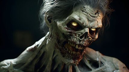 Night of The Undead: Frightfully Realistic CG Zombie Rising from The Shadows - obrazy, fototapety, plakaty