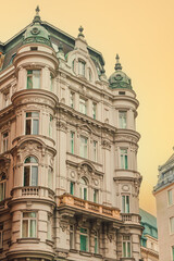 Fototapeta premium A decorative historic building at Kohlmarkt street in the city center in Vienna, Austria.