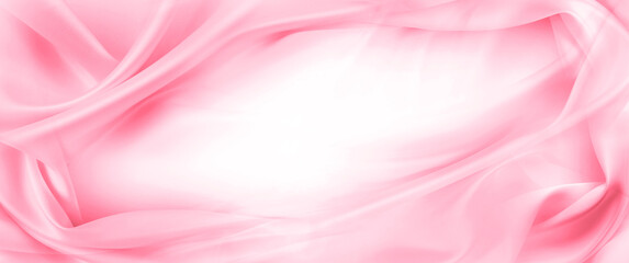 Rippled pink silk fabric. Copy space