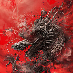 dragon on a black background