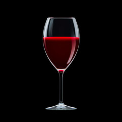 Sophisticated Red Wine Glass with Vintage Wine Isolated on Deep Black