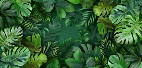 Abstract background Nature leaves, green tropical forest, background concept - obrazy, fototapety, plakaty