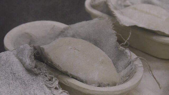 making bread_putting bread in the mold