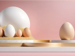 Easter eggs with podium stage for product