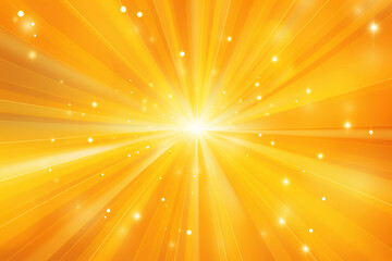 Abstract bright sun rays background with yellow dots. Shiny sun rays illustration with bokeh lights. Yellow banner with Sun rays. Summer illustration for design background.