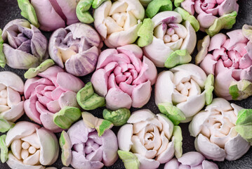 Beautiful tasty marshmallows in the form of tulip buds
