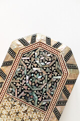 mother of pearl middle eastern mosaic inlaid geometric patterns on box