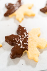 Making Star-Shaped Cookies with Chocolate and Peppermint Chips