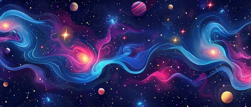 Abstrakte Weltall Planeten Illustration, Hintergrund  
