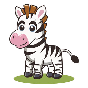 Vector cute zebra standing animal character cartoon vector icon illustration
