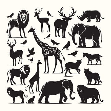 Various Animal Silhouette Vector Illustration