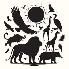 Various Animal Silhouette Vector Illustration