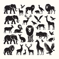 Various Animal Silhouette Vector Illustration