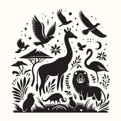 Various Animal Silhouette Vector Illustration