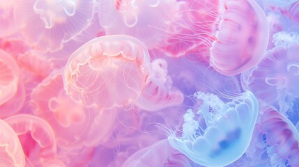 many jellyfish pattern pink and purple gradient - obrazy, fototapety, plakaty