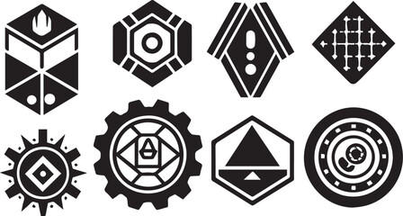 Set video game symbol. Hand drawn vector illustration