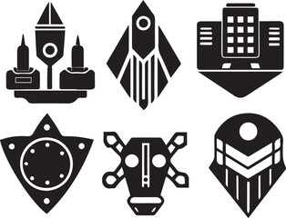 Set video game symbol. Hand drawn vector illustration