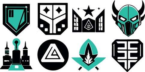 Set video game symbol. Hand drawn vector illustration