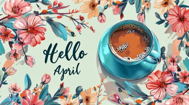 Floral Frame With Hello April