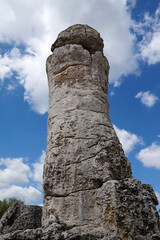 ancient stone pillar in the natural park Broken Stones in Bulgaria