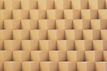 Seamless Array of Stacked Cardboard Boxes for Bulk Shipping