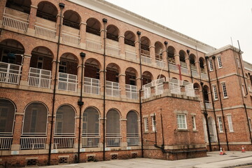 Naklejka premium The brick vintage building, colonial building, Hong Kong