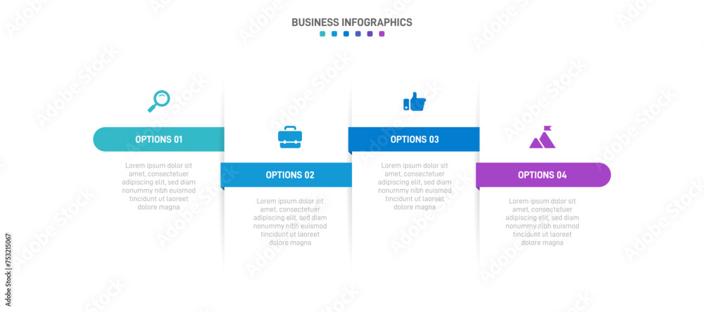 Poster timeline infographic with infochart. modern presentation template with 4 spets for business process.