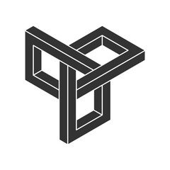 Impossible shape  isolated on white background. Optical illusion. Vector illustration.