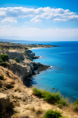 Naklejka na ściany i meble Serene Cape Greco: An Untouched Mediterranean Paradise - The Tranquil Beauty of Cyprus Landscape