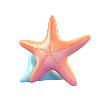 Starfish icon, 3D render style, isolated on white or transparent background.